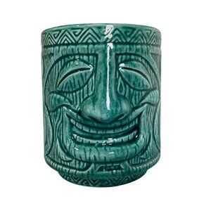 Ceramic Tiki Mug  Green Polynesian Style By Make Mine Tiki